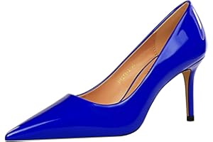 WAYFX Escarpins en cuir verni pour femme - Talons aiguilles - Chaussures de fête tendance