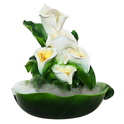 OOVOV Oficina en casa Fuente de agua Fish Tank decorativo accesorios medio ambiente resina Callalily rnaments chino Feng Shui rueda Rico suerte humidificador sala de estar Hotel decoración, resina, B