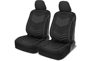 Motor Trend Super Sport Grau Kunstleder Sitzbezüge Vordersitze - Modernes zweifarbiges Design, Sitzschoner, Innenbezüge für Auto, LKW, Van und SUV
