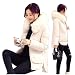 Produktbild iHAIPI - Winter Damen neue dicke Daunenjacke großen Haar Kragen langen Absatz warme Baumwolle Mantel Jacke Übergangsjacke Leichte Größe M-2XL (XXL, Weißer Reis)