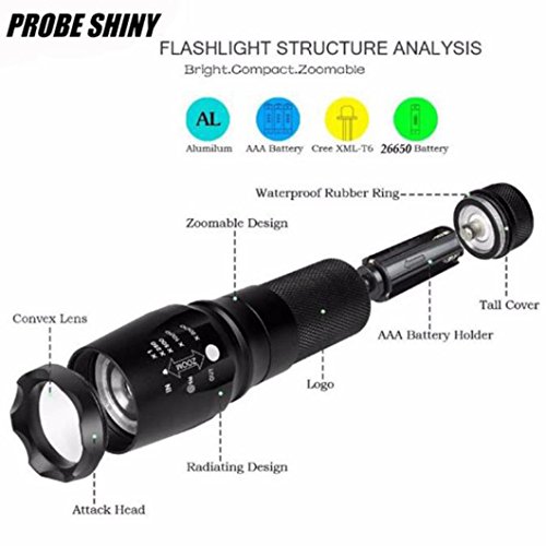 KanLin 5000 Lumen 5-Modus X800 Zoomable XML T6 LED Taktische Polizei Taschenlampe + 18650 Akku + Ladegerät + Gehäuse - 3