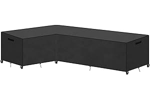 ASTIS Funda para sofá en Forma de L, Fundas Protectora Muebles Impermeable 420D, Cubierta de Muebles en Forma de L, Funda Muebles Jardin, Resistente Al Polvo, Resistente Al Viento, Antiuv (210x270x85x65cm)
