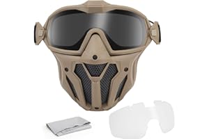 GYDEHUTJ DETECH Maschera tattica per softair, paintball, con sistema di ventilazione anti-appannamento, protezione integrale del viso, traspirante, combattimento di guerra CS