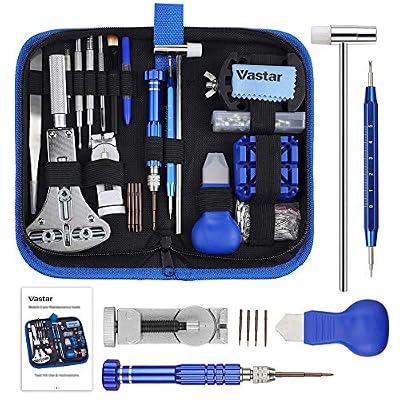 Vastar Kit de Réparation Montres, Vastar 177 Pcs Professionnel d'outils de Barre de Ressort Montre Bande Lien épingle Outil Ensemble avec étui de Transpor