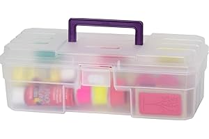 Akro-Mils Supply Box, 6"x12"x4", Plastic, Clear/Purple, Sold as 1 Each