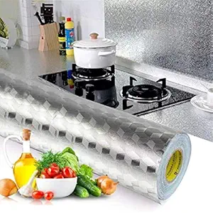 Ever Mall Vinyl PVC Plastic Tile Sticker, 250 x 62 cm, Silver