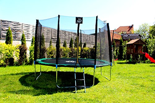 Best For Sports Trampolin mit TÜV Intertek und GS Zertifikat 4 Größen zur Auswahl cm mit Sicherheitsnetz, Leiter, REGENABDECKUNG mit ANKER KIT , BIS 180 KG! - 3