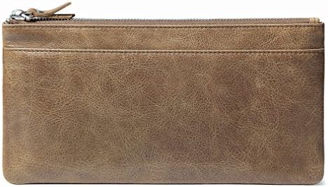 A wallet Fashion Men Wallet Long Section Zipper Youth Business Folder Men Thin Wallet Handbag,Khaki