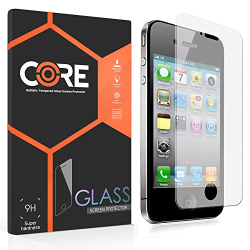 iPhone 4s Screen Protector - Fits 4 and 4S - Core - Premium Tempered Glass Protect Apple Iphone 4 &amp; 4S (3.5 Inch) 9H Hardness, Super Thin 0.3mm, High Definition, Easy Bubble-Free Application. [Lifetime Warranty]