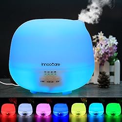 InnooCare Humidificador Ultrasónico 500ml Aromaterapia Difusor de Aceites Esenciales Difusor de Aroma 4 Modos de Funcionamiento Luz LED de 7 Colores Mejorar Aire en Invierno y Ambiente en Casa
