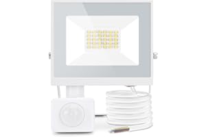 Aigostar 20W Foco LED con Sensor Movimiento PIR,1800LM Super Brillo Focos LED Exterior, IP65 Impermeable,Blanco Frío 6500K Luz de Seguridad para Jardín, Patio,Garaje, etc.