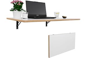 CAWI Stabilny stół ścienny z litego drewna: zajmuje mało miejsca, składany stół kuchenny i pływające biurko, laminowana płyta MDF