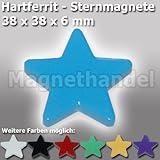 einseitig magnetisiert 10 Stern Magnete - Pinnwandmagnete Sterne Ferrit - blau