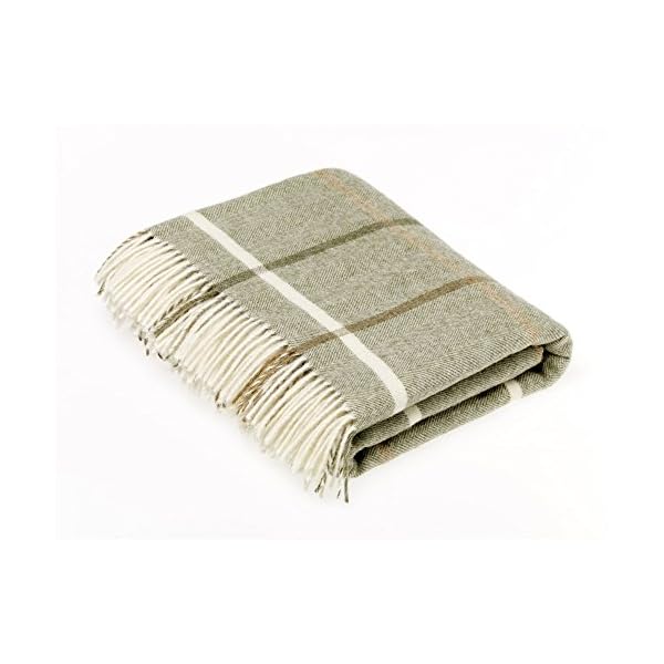 Bronte By Moon Shetland Windowpane Throw - Sage