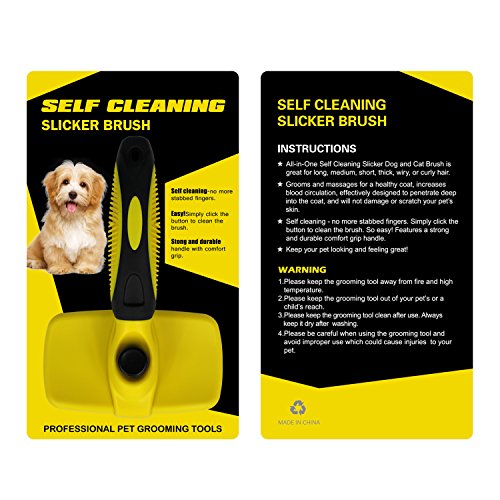 Vaxuia Self Cleaning Slicker Brush Pet Dog Cat Grooming Shedding