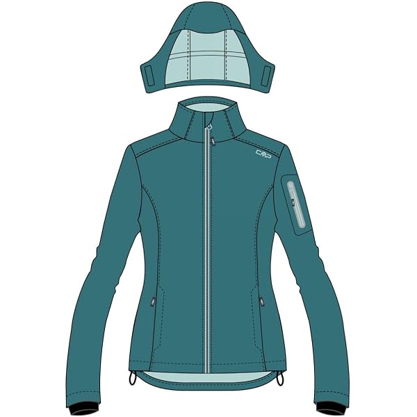 TOG24 Keld Giacca Softshell Donna Leggera Antivento E Impermeabile Con Cappuccio - Modello In Tessuto Tecnologico, Colore Marina Militare, Taglia 44