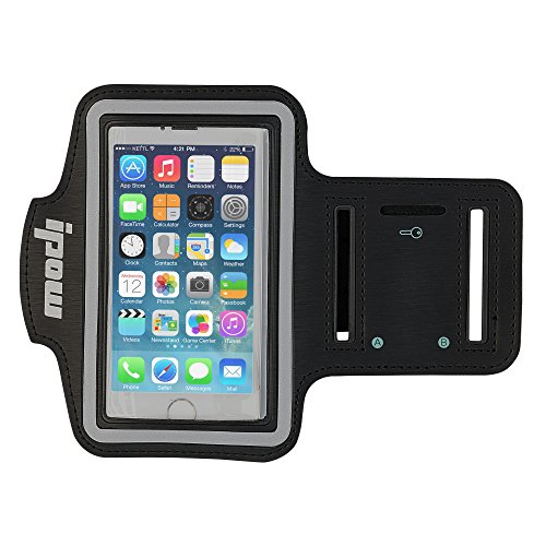 IPOW Black iPhone 5/5s/5c iPod Touch 5 Sport Armband Belt Strap Band Sleeve Case Cover Pouch + Key Holder for Running Jogging Gym Cycling Workout