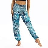 sehr luftig lockere Sommerhose mit Trend Paisleymuster und breitem dehnbaren Gummizug am Bund