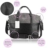 Geräumige Wickeltasche inklusive Wickelunterlage für unterwegs, neuen Universal Befestigungshaken für den Kinderwagen, Isoliertasche für das Fläschchen und weiterer Extras von Herzmutter - 5