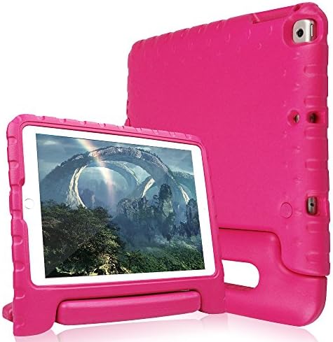 Bolete New iPad 9.7 2017 Case for Kids Shock Proof Light Weight Convertible Protective Handle Stand Bumper Cover for New Apple iPad (7th Generation 2017 Release) Rose