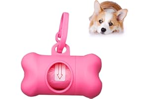 ZENVALY Disitributore di Sacchetti per Crotte per Cani, Distributore di Sacchetti per Cani con Guinzaglio Clip, 1 Rotolo Sacchetti per Deiezioni Canine, Rosa Chiaro