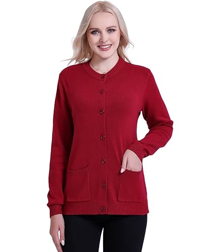 Chaquetas De Verano Mujer Cárdigan Mujer Rojo Burdeos Lino - Main Image