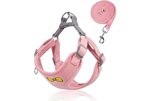 katmerio Katzengeschirr Katzenleine mit Geschirr für Katzen, Verstellbares Katzengeschirr mit Leine Ausbruchsicher,Reflektierend Cat Harness für Kitten Hund(XS, Rosa)