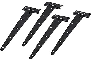 TamBee Gate Hinges Heavy Duty Shed Door Hinges Wooden Barn Gates T Hinges Black Metal Strap Tee Hinges for Shed Doors, Windows, Fence, Barn Gates(4, 300mm/12inch)