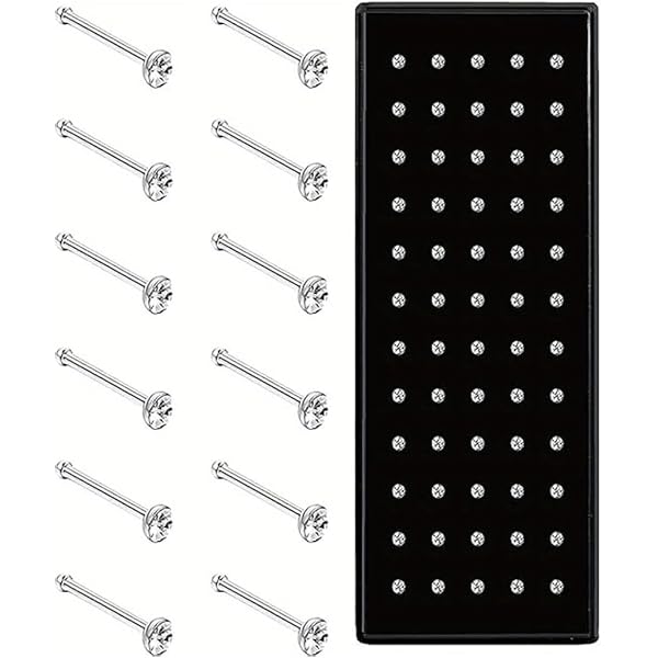 Set 120 Pezzi Piercing Naso Acciaio Inox 316L - Borchie A Forma Di L Con Zirconi Cubici 20G Per Uomo E Donna - Foto 3