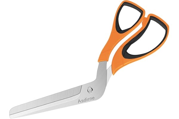 Asdirne Ciseaux et roulette à pizza en acier inoxydable, poignée souple, multifonctionnels, 27 cm, noir/orange