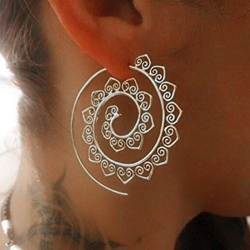 JovonoBohemian Earrings Exaggerated Vortex Gear Earrings for Women and Girls, 2 Units (Pack of 1), Metal, Stone-Free, 2 Unité (Lot de 1), Metal, without stone