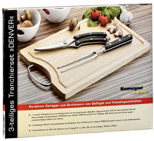 Esmeyer 291-064 3-tlg. Tranchierset DENVER aus Edelstahl, Griffe aus schwarzem Kunststoff (POM), Das Set besteht aus - 3
