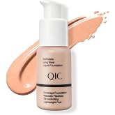 QIC Makeup Foundation, Medium to Full Coverage, Waterproof and Long Lasting 12H+, Creamy and Silky Texture, Easy to Apply, Cr