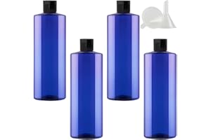 PQPAUTY 4 Stück, 500ml Blau Kunststoff Lotionen Flasche mit Flip Schwarz Cap für Lotions Shampoos Körperwäschen