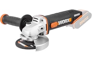 WORX WX800.9 Smerigliatrice Angolare a Batteria 20V, Impugnatura Supplementare, 8.600 giri/min, Diametro del Disco 115 mm - Solo Corpo Macchina, Senza Batteria, Caricabatterie e Accessori