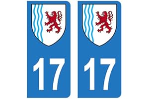 HADEXIA Autocollant Stickers Plaque immatriculation Voiture Auto département 17 Charente-Maritime Logo Nouvelle-Aquitaine