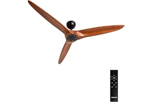 CREATE / WIND CENTURY/Ventilateur de plafond noir bois foncé avec télécommande / 40W, programmable, Ø152 cm, 6 vitesses, fonction été-hiver