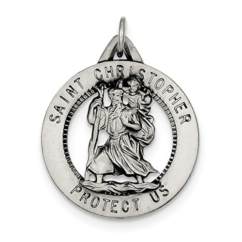 ICE CARATS 925 Sterling Silver Saint Christopher Medal Pendant Charm Necklace Religious Patron St Fine Jewelry Gift Set For Women Heart