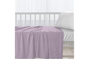 Cotton Flat Crib Sheet Baby 70 X 100cm Lavender Frost, 1pc 400 Thread Count 100% Long Staple Combed Cotton Luxurious Sateen Weave Baby Bed Sheets With Stylish 5cm Hem By Pizuna