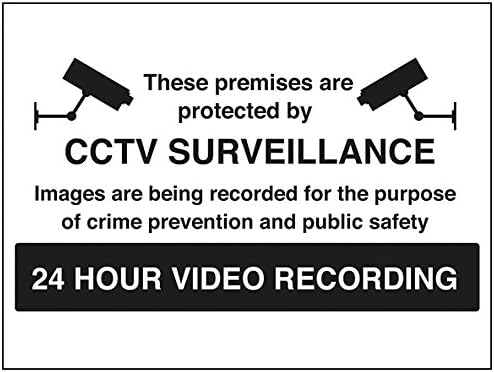 VSafety Warning, Closed Circuit Television 24 Hour Video Recording (Red) Sign - Landscape - 400mm x 300mm - Self Adhesive Vinyl