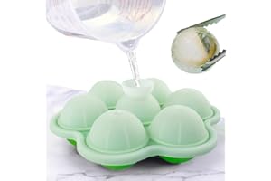 QIANYY Silicone Ice Cube Tray, BPA-Free Large Ice Ball Mould, 7 Round Ball Ice Cube Tray, Foldable Leak-Proof, 5 cm Round Ice Cubes, Silicone Ice Cube Maker for Chilled Whisky Juice