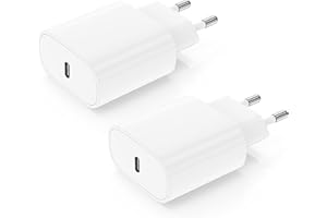 DGVERS Chargeur USB-C, 2 Pack 20W Secteur Rapide pour for iPhone16/15/15/14/13/12/11/SE/XS/XR/8, iPad Air 5/4,iPad Pro, Galaxy, Pixel, Type C Mural Alimentation Adaptateur Trefard