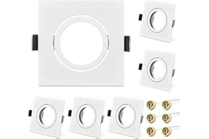 KYOTECH Cornice Faretto Incasso Orientabile Portafaretto Bianco Per GU10 Alogeno e MR16, Faretti Led da Incasso Incl. Portalampada GU10, Set da 6 (Quadrata)