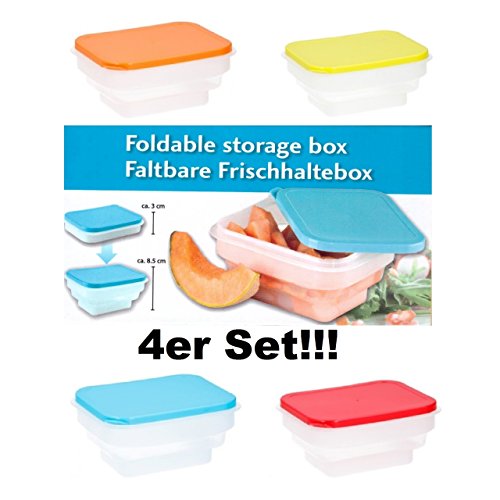 Preisvergleich Produktbild 4x faltbare Frischhaltebox Brotdose Brotbox Lunchbox Pausenbox Box Dose Vesperdose