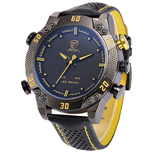 Shark Herren Analog Digital Armbanduhr XXL mit LED Anzeige SH263 Gelb Shark Herren Analog Digital Armbanduhr XXL mit LED Anzeige SH263 Gelb