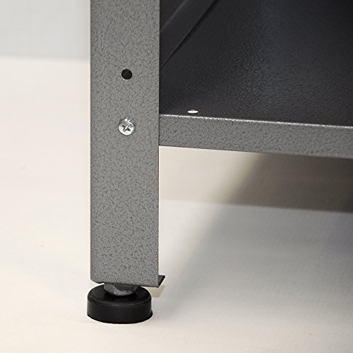 Werkbank aus Metall mit 30 mm Sperrholzplatte mit einer verschließbaren Tür, einer Schublade sowie einer Zwischenablage, Maße B 120 x H 85 X T 60 cm - 5