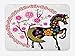 Produktbild BUZRL Horse Bath Mat, Chinese New Year Celebration Floral Horse Blooming Sakura Tree Festive Design Print, Plush Bathroom Decor Mat with Non Slip Backing, 23.6 W X 15.7 W Inches, Multicolor