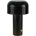 TEKLED® Elegance Table Lamp 3 Lighting Colors Brightness | Dimmable Decorative LED with Touch Control |1800 mAh, USB Rechargeable Desk Lamp| for Bedroom, Living Room, Cafe, Bar - Mushroom - Black