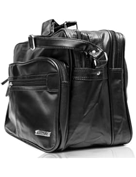 Umhängetasche Businesstasche Schultertasche Notebooktasche Laptoptasche Schwarz Leder Optik Handwerkertasche