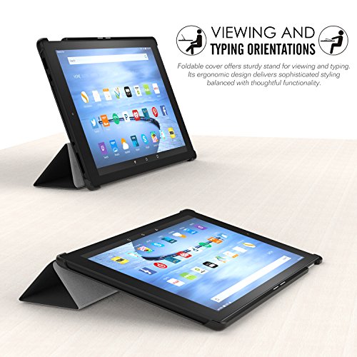 MoKo Fire HD 10 2015 Hülle – Ultra Slim Lightweight Schutzhülle Smart Cover mit Auto Schlaf / Wach Funktion und Standfunktion für Amazon Fire HD 10.1 Zoll (5. Generation – 2015 Modell), Schwarz - 4